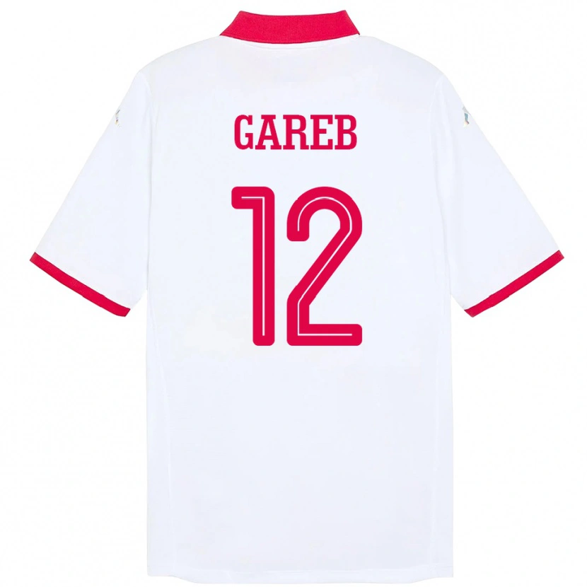 Danxen Niño Camiseta Túnez Adem Gareb #12 Blanco 2ª Equipación 24-26 La Camisa