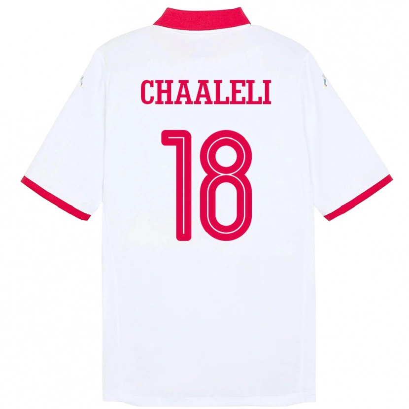 Danxen Niño Camiseta Túnez Ghaliene Chaaleli #18 Blanco 2ª Equipación 24-26 La Camisa