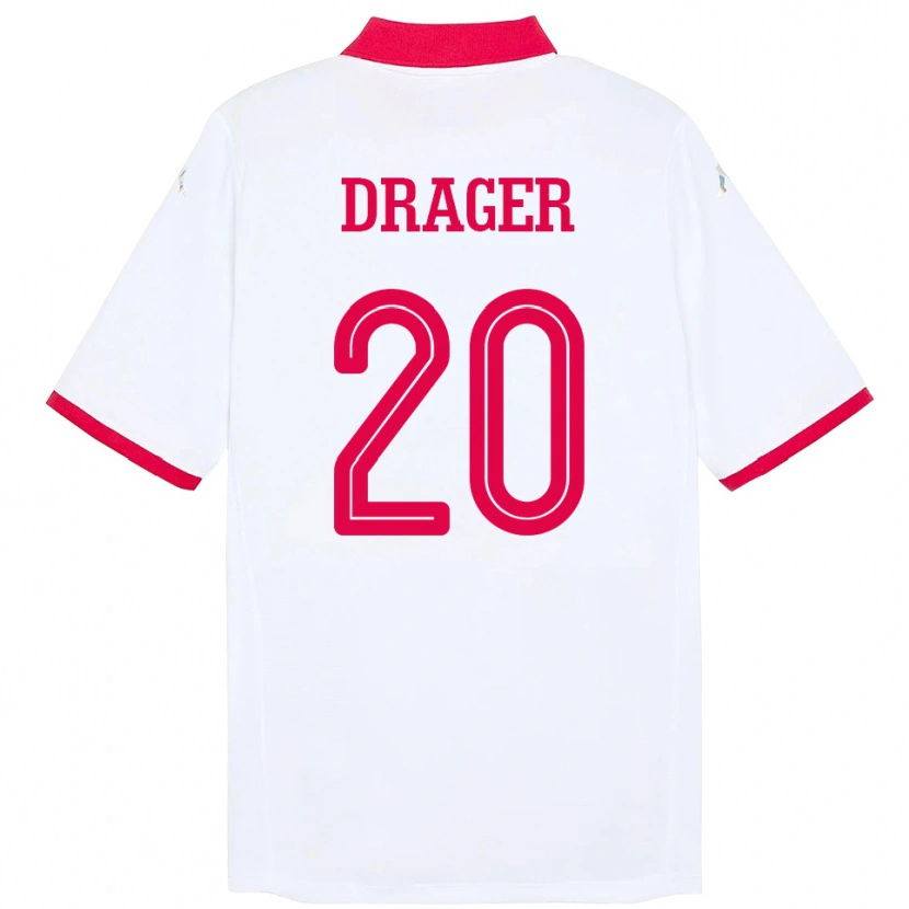 Danxen Niño Camiseta Túnez Mohamed Drager #20 Blanco 2ª Equipación 24-26 La Camisa