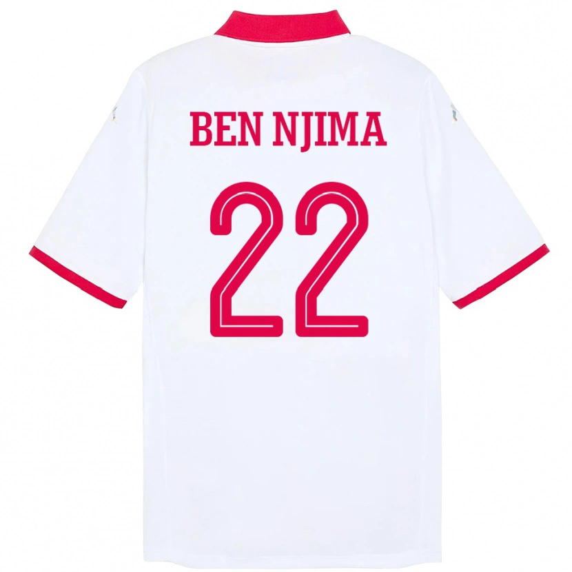 Danxen Niño Camiseta Túnez Firas Ben Njima #22 Blanco 2ª Equipación 24-26 La Camisa