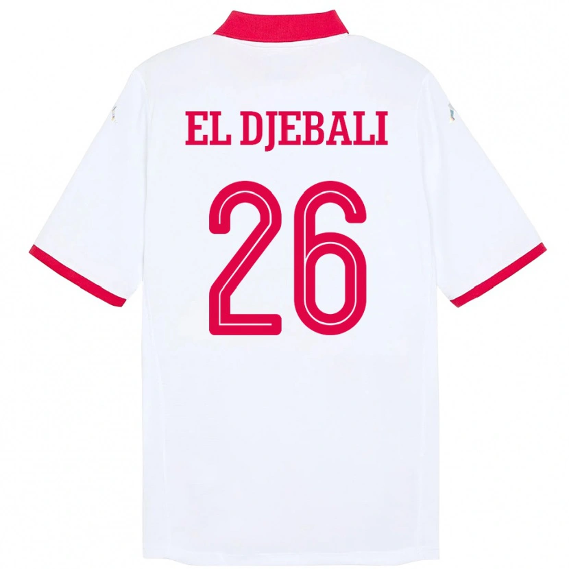 Danxen Niño Camiseta Túnez Chaim El Djebali #26 Blanco 2ª Equipación 24-26 La Camisa