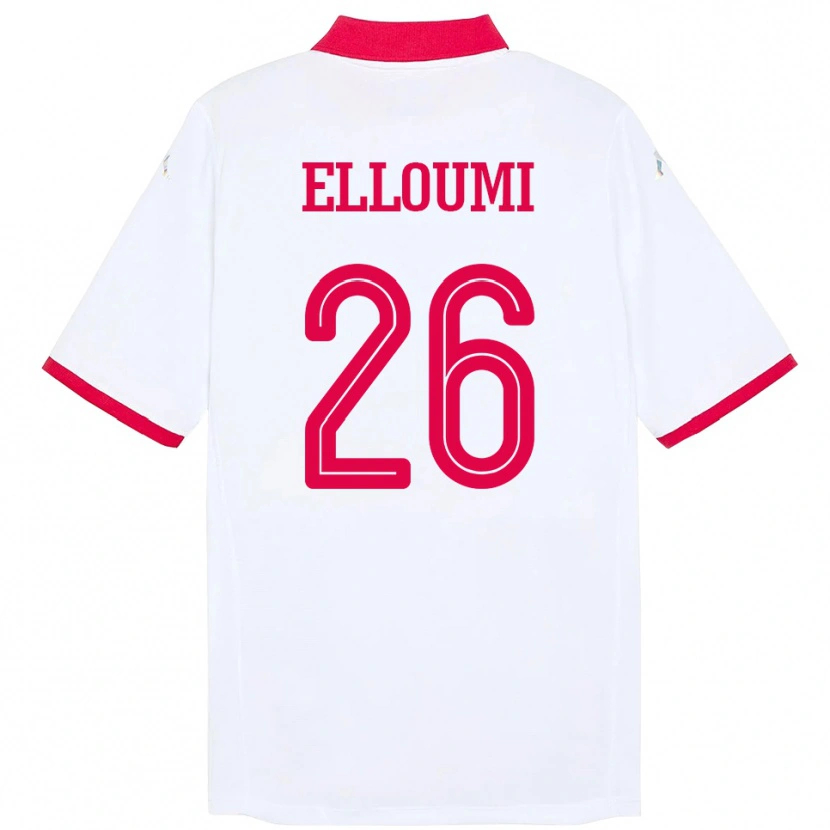 Danxen Niño Camiseta Túnez Khalil Elloumi #26 Blanco 2ª Equipación 24-26 La Camisa
