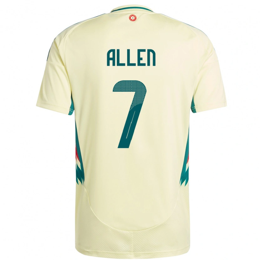 Danxen Niño Camiseta Gales Joe Allen #7 Beige Amarillo 2ª Equipación 24-26 La Camisa