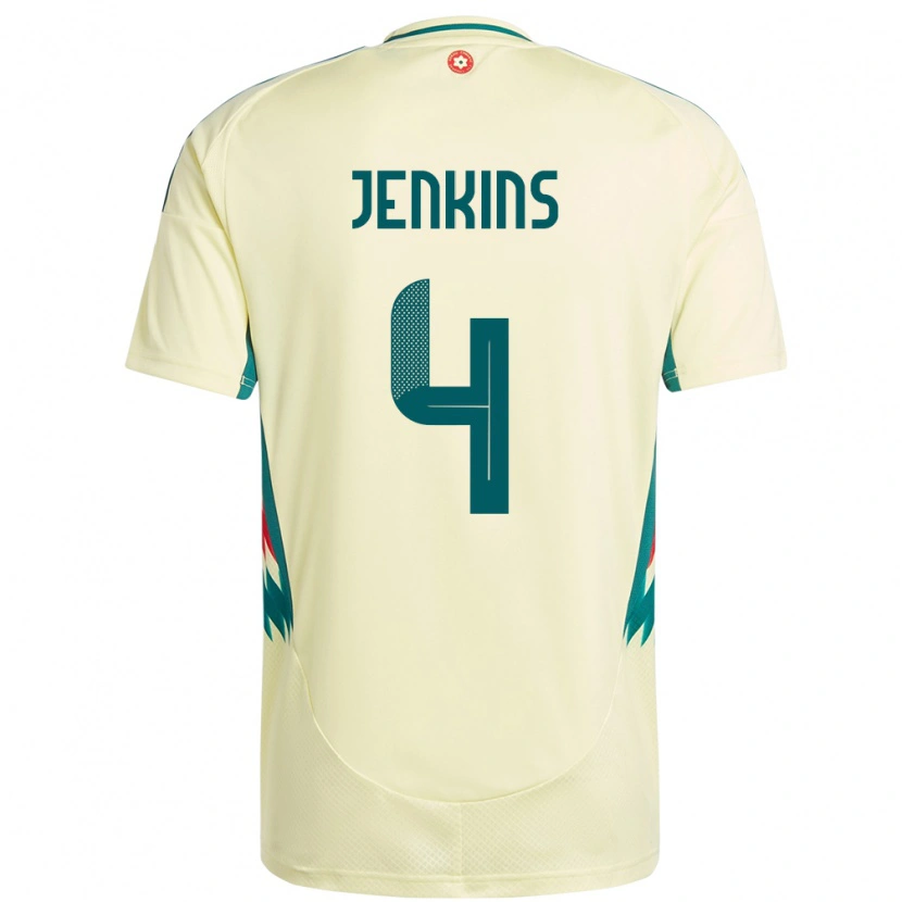Danxen Niño Camiseta Gales Lee Jenkins #4 Beige Amarillo 2ª Equipación 24-26 La Camisa