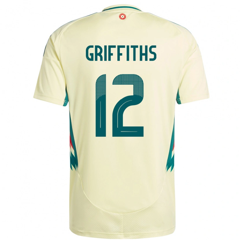 Danxen Niño Camiseta Gales Ewan Griffiths #12 Beige Amarillo 2ª Equipación 24-26 La Camisa
