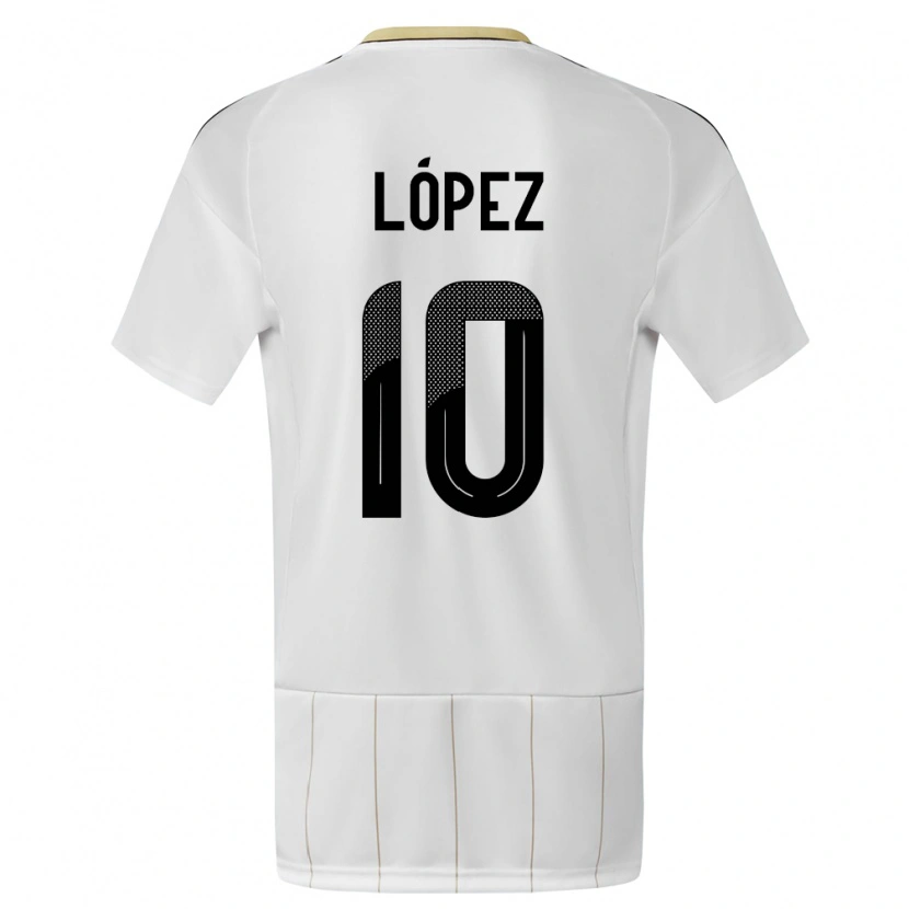 Danxen Niño Camiseta Costa Rica Sebastián López #10 Blanco 2ª Equipación 24-26 La Camisa