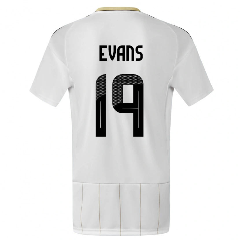 Danxen Niño Camiseta Costa Rica Jordy Evans #19 Blanco 2ª Equipación 24-26 La Camisa