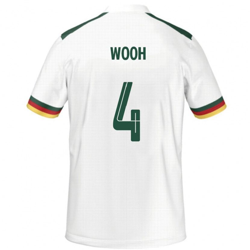 Danxen Niño Camiseta Camerún Christopher Wooh #4 Blanco 2ª Equipación 24-26 La Camisa