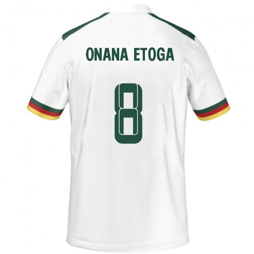Danxen Niño Camiseta Camerún Loic Onana Etoga #8 Blanco 2ª Equipación 24-26 La Camisa