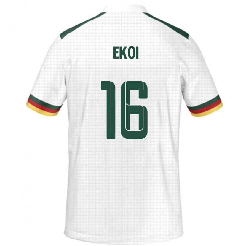 Danxen Niño Camiseta Camerún Manfred Ekoi #16 Blanco 2ª Equipación 24-26 La Camisa