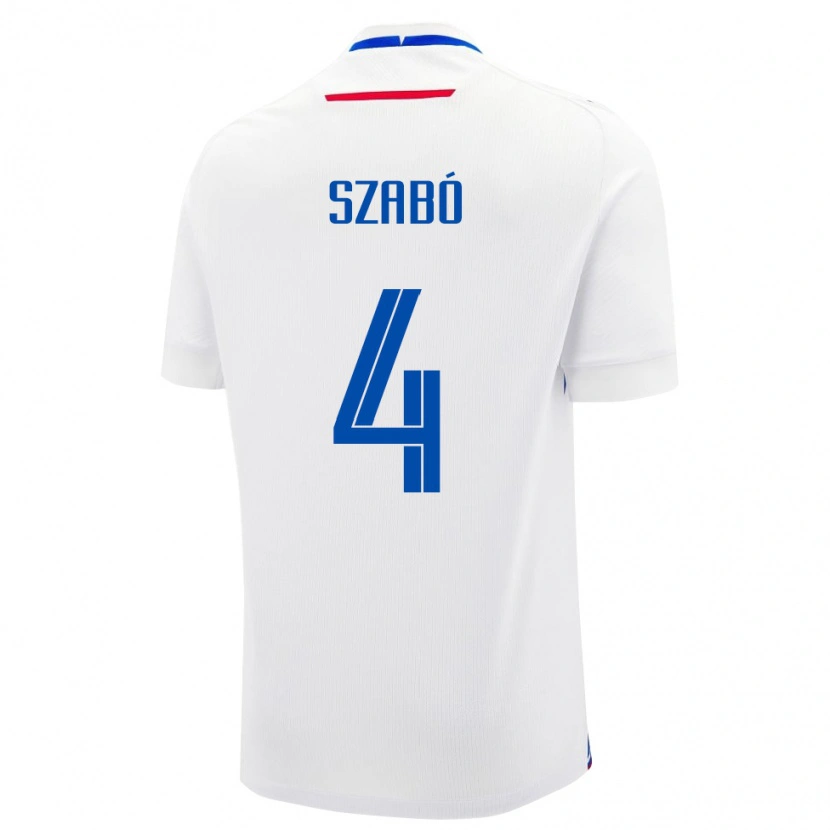 Danxen Niño Camiseta Eslovaquia Bence Szabó #4 Blanco 2ª Equipación 24-26 La Camisa