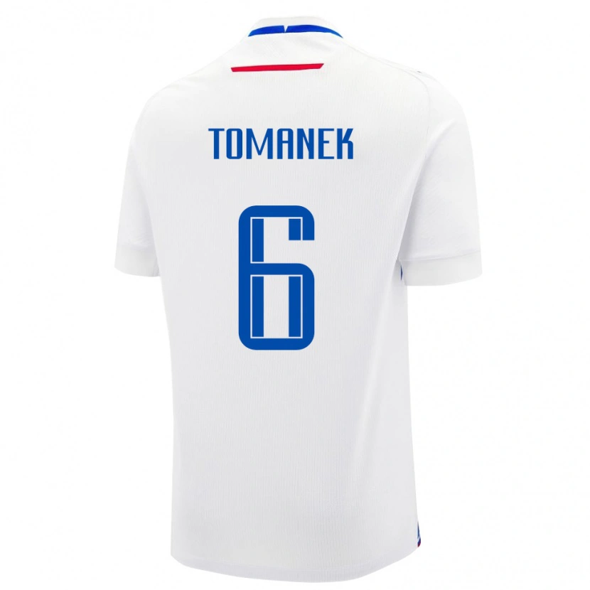 Danxen Niño Camiseta Eslovaquia Robert Tomanek #6 Blanco 2ª Equipación 24-26 La Camisa