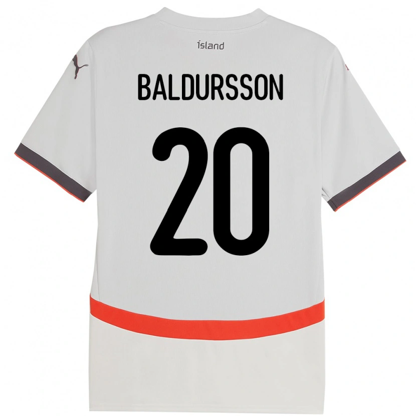 Danxen Niño Camiseta Islandia Andri Fannar Baldursson #20 Blanco 2ª Equipación 24-26 La Camisa