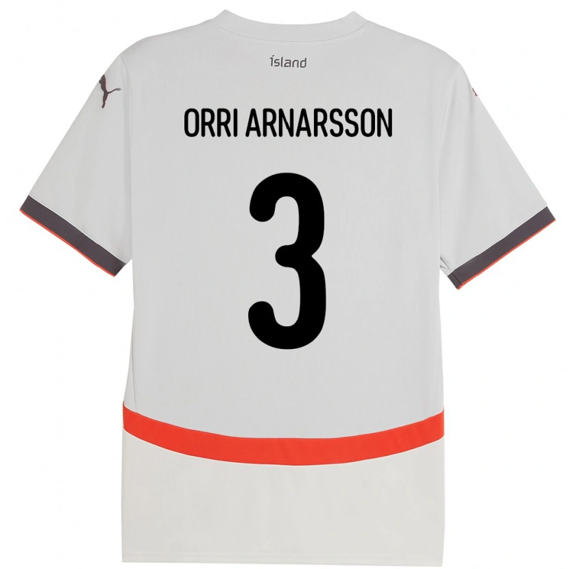 Danxen Niño Camiseta Islandia Egill Orri Arnarsson #3 Blanco 2ª Equipación 24-26 La Camisa