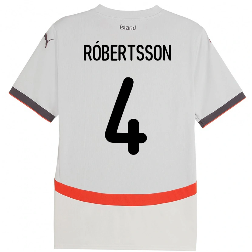 Danxen Niño Camiseta Islandia Logi Hrafn Róbertsson #4 Blanco 2ª Equipación 24-26 La Camisa