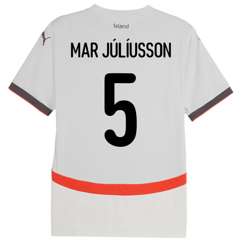 Danxen Niño Camiseta Islandia Júlíus Mar Júlíusson #5 Blanco 2ª Equipación 24-26 La Camisa