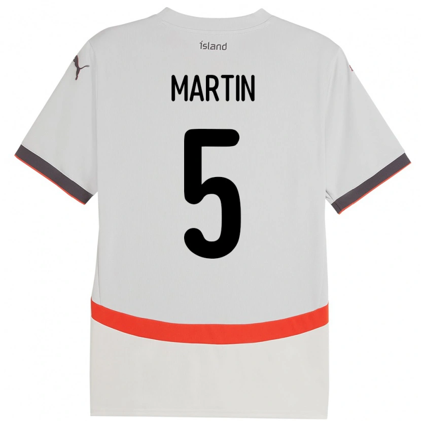 Danxen Niño Camiseta Islandia Markús Andri Daníelsson Martin #5 Blanco 2ª Equipación 24-26 La Camisa