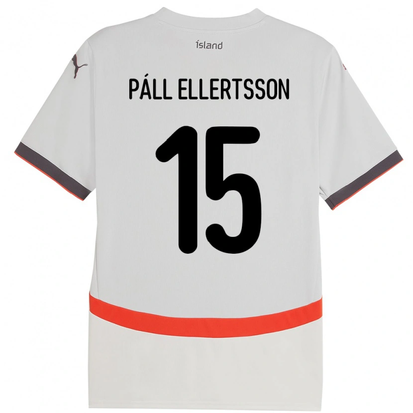 Danxen Niño Camiseta Islandia Markús Páll Ellertsson #15 Blanco 2ª Equipación 24-26 La Camisa