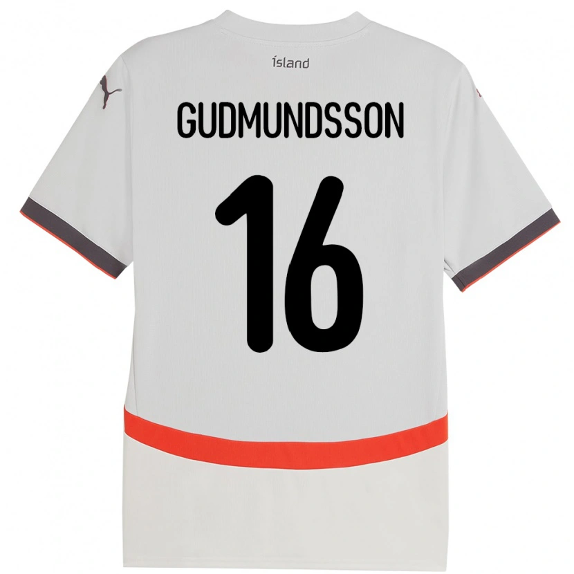 Danxen Niño Camiseta Islandia Jón Breki Gudmundsson #16 Blanco 2ª Equipación 24-26 La Camisa