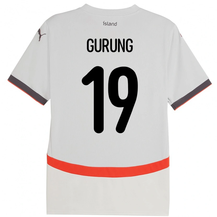 Danxen Niño Camiseta Islandia Karan Gurung #19 Blanco 2ª Equipación 24-26 La Camisa