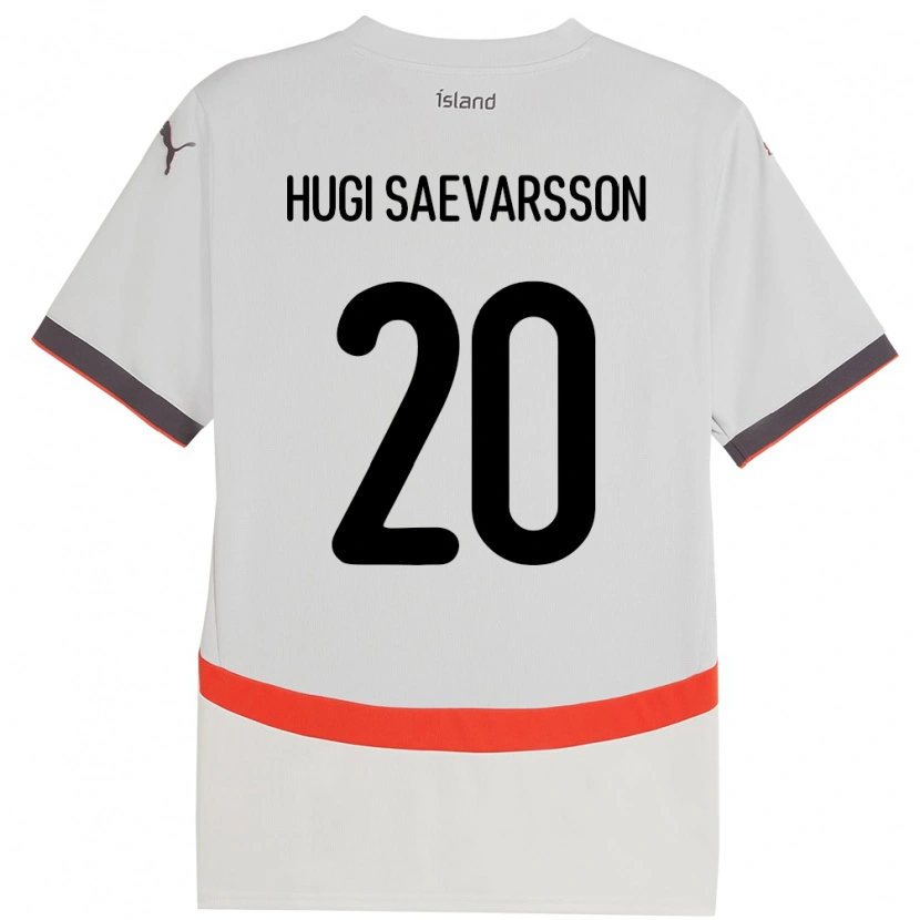 Danxen Niño Camiseta Islandia Róbert Hugi Saevarsson #20 Blanco 2ª Equipación 24-26 La Camisa