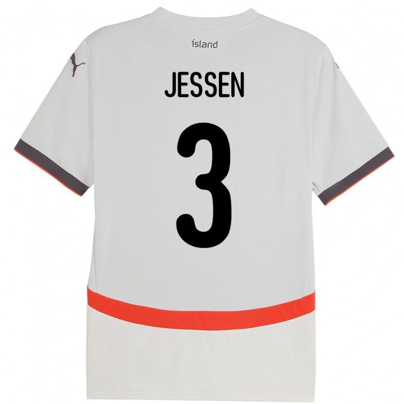 Danxen Niño Camiseta Islandia Sandra Jessen #3 Blanco 2ª Equipación 24-26 La Camisa