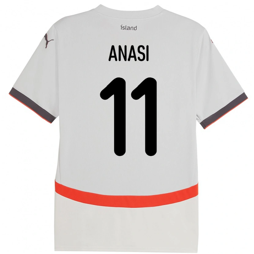 Danxen Niño Camiseta Islandia Natasha Anasi #11 Blanco 2ª Equipación 24-26 La Camisa
