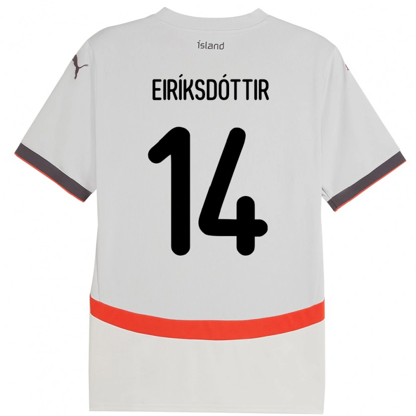 Danxen Niño Camiseta Islandia Hlín Eiríksdóttir #14 Blanco 2ª Equipación 24-26 La Camisa