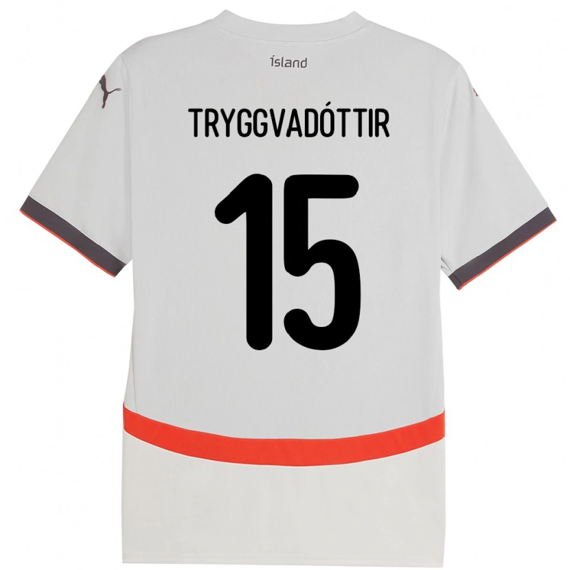 Danxen Niño Camiseta Islandia Katla Tryggvadóttir #15 Blanco 2ª Equipación 24-26 La Camisa