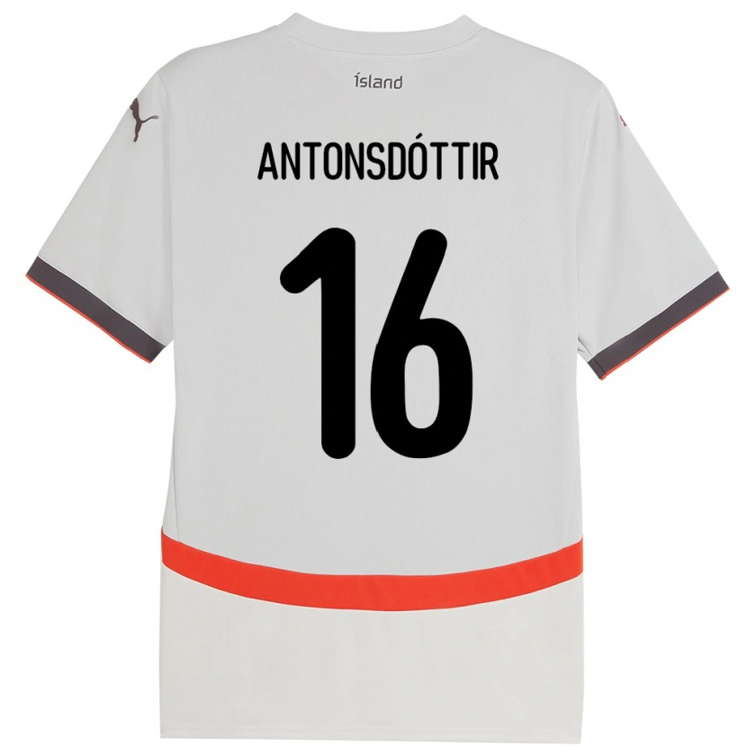 Danxen Niño Camiseta Islandia Hildur Antonsdóttir #16 Blanco 2ª Equipación 24-26 La Camisa