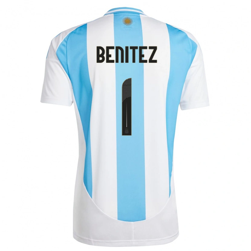 Danxen Hombre Camiseta Argentina Walter Benítez #1 Blanco Azul 1ª Equipación 24-26 La Camisa