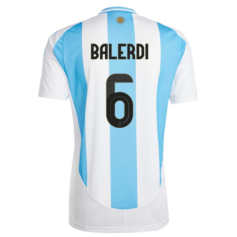 Danxen Hombre Camiseta Argentina Leonardo Balerdi #6 Blanco Azul 1ª Equipación 24-26 La Camisa