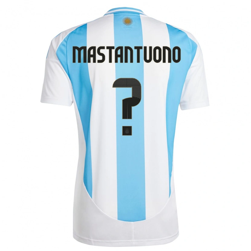 Danxen Hombre Camiseta Argentina Franco Mastantuono #0 Blanco Azul 1ª Equipación 24-26 La Camisa