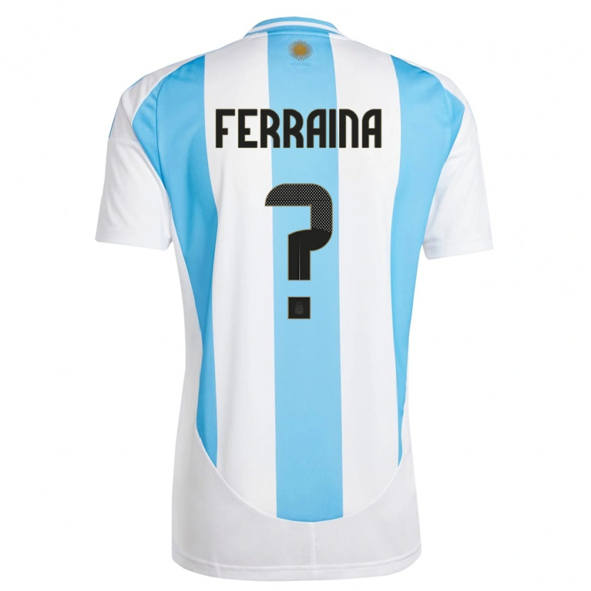 Danxen Hombre Camiseta Argentina Giovanni Ferraina #0 Blanco Azul 1ª Equipación 24-26 La Camisa