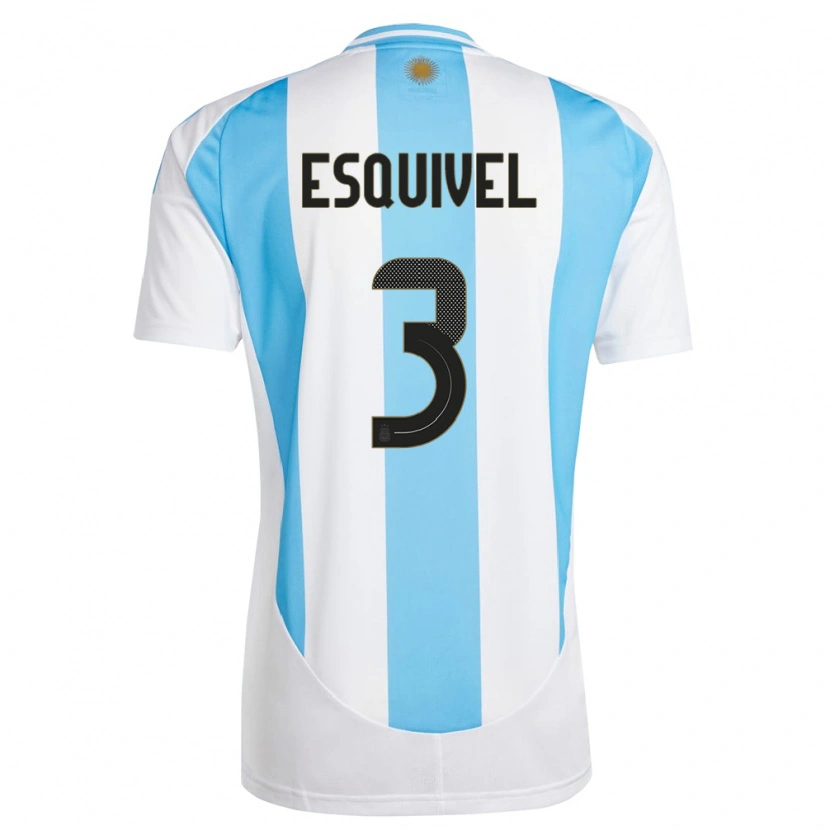 Danxen Hombre Camiseta Argentina Lucas Esquivel #3 Blanco Azul 1ª Equipación 24-26 La Camisa
