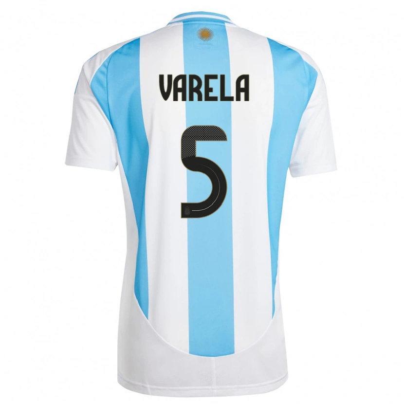 Danxen Hombre Camiseta Argentina Alan Varela #5 Blanco Azul 1ª Equipación 24-26 La Camisa
