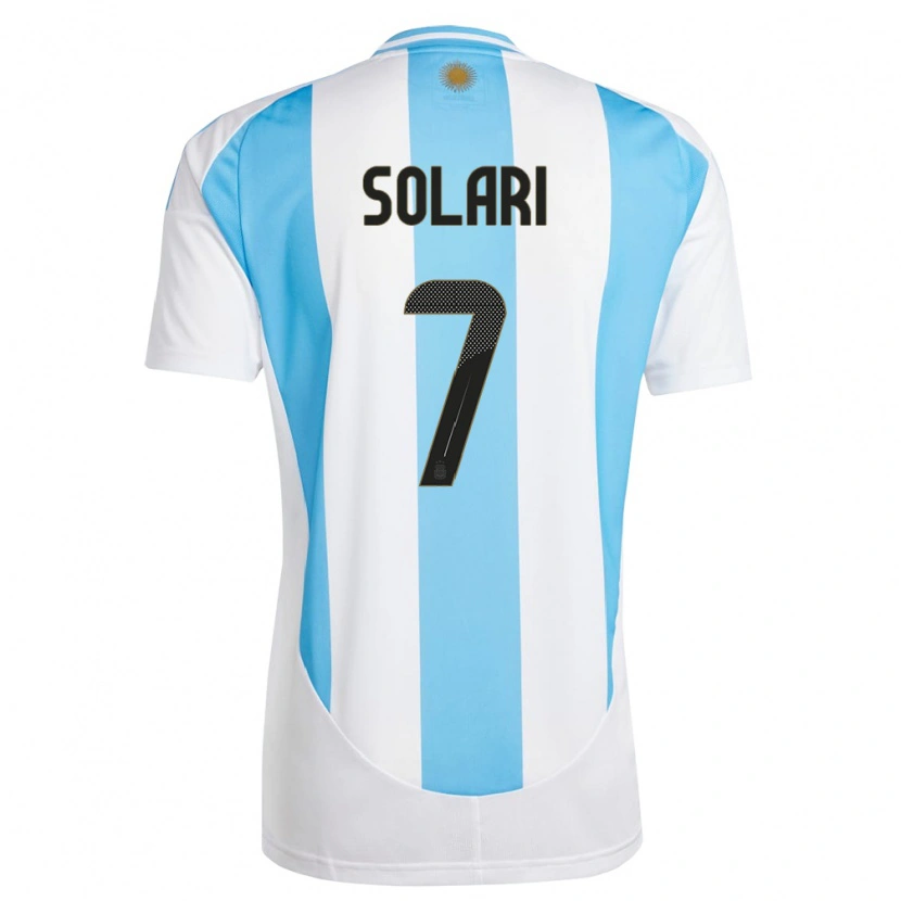 Danxen Hombre Camiseta Argentina Pablo Solari #7 Blanco Azul 1ª Equipación 24-26 La Camisa