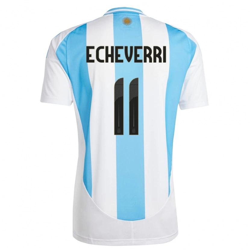 Danxen Hombre Camiseta Argentina Claudio Echeverri #11 Blanco Azul 1ª Equipación 24-26 La Camisa