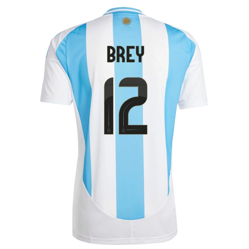 Danxen Hombre Camiseta Argentina Leandro Brey #12 Blanco Azul 1ª Equipación 24-26 La Camisa