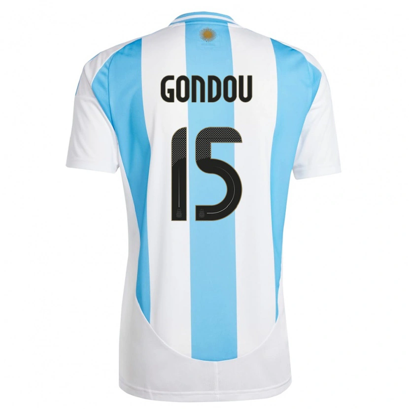 Danxen Hombre Camiseta Argentina Luciano Gondou #15 Blanco Azul 1ª Equipación 24-26 La Camisa