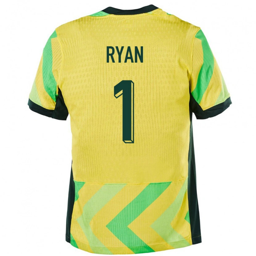 Danxen Hombre Camiseta Australia Mathew Ryan #1 Dorado 1ª Equipación 24-26 La Camisa