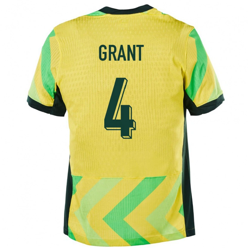 Danxen Hombre Camiseta Australia Rhyan Grant #4 Dorado 1ª Equipación 24-26 La Camisa