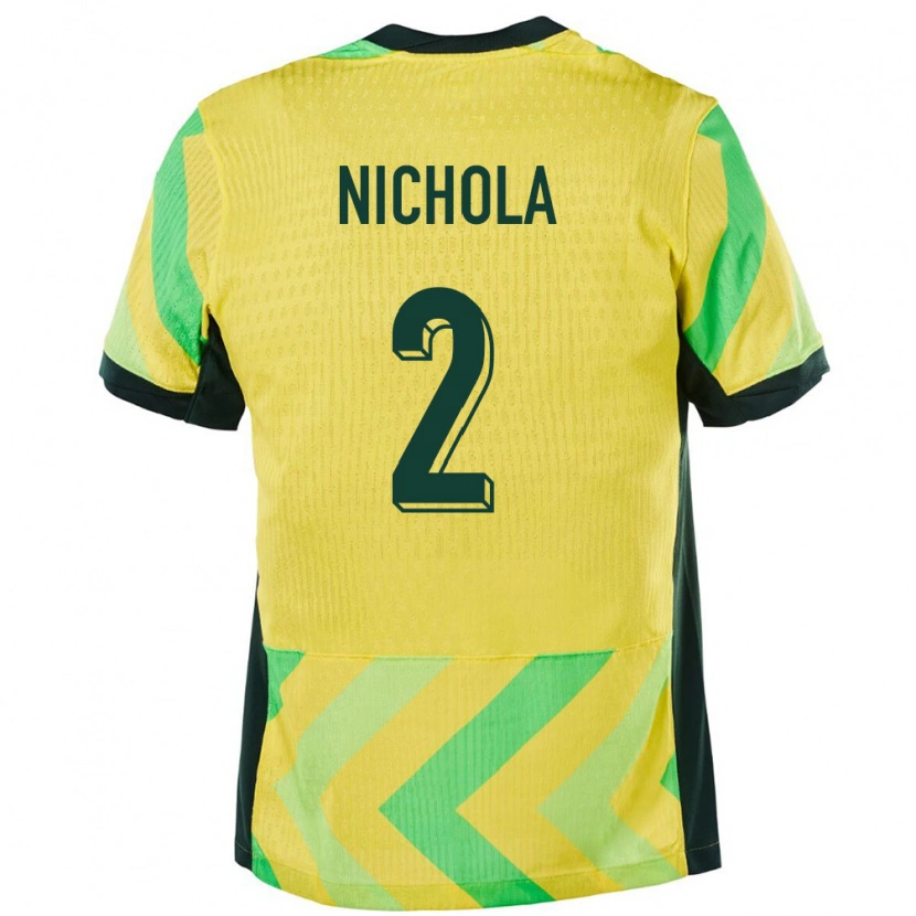 Danxen Hombre Camiseta Australia Malual Nichola #2 Dorado 1ª Equipación 24-26 La Camisa