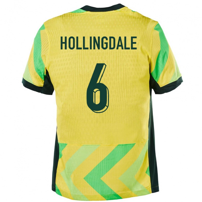 Danxen Hombre Camiseta Australia Ryley Hollingdale #6 Dorado 1ª Equipación 24-26 La Camisa