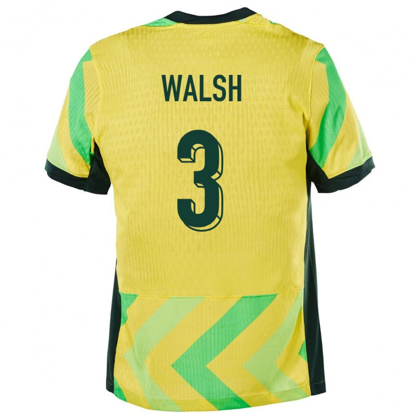 Danxen Hombre Camiseta Australia Daniel Walsh #3 Dorado 1ª Equipación 24-26 La Camisa