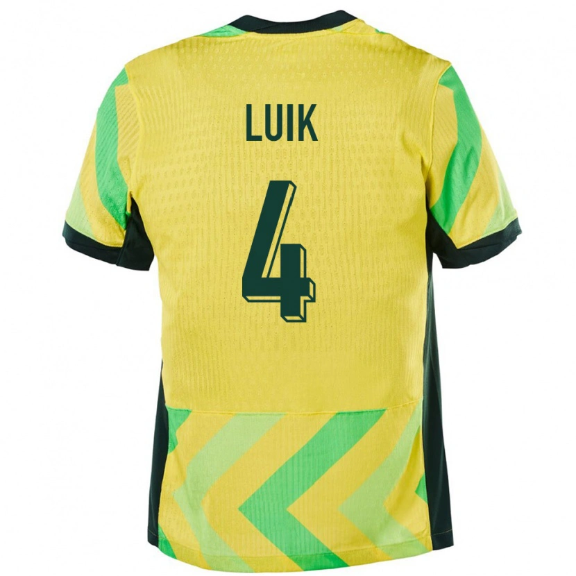 Danxen Hombre Camiseta Australia Aivi Luik #4 Dorado 1ª Equipación 24-26 La Camisa