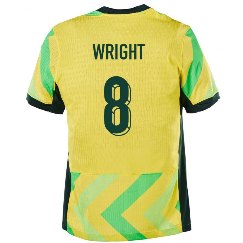 Danxen Hombre Camiseta Australia Bailey Wright #8 Dorado 1ª Equipación 24-26 La Camisa