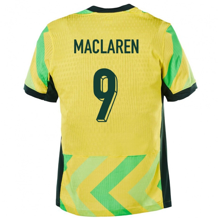 Danxen Hombre Camiseta Australia Jamie Maclaren #9 Dorado 1ª Equipación 24-26 La Camisa