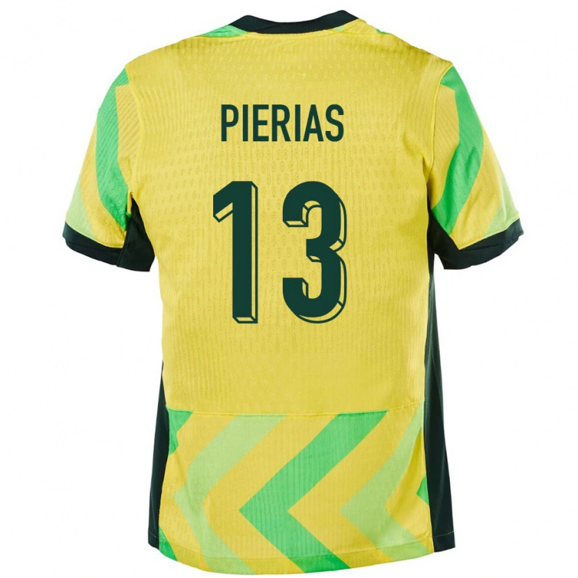 Danxen Hombre Camiseta Australia Dylan Pierias #13 Dorado 1ª Equipación 24-26 La Camisa