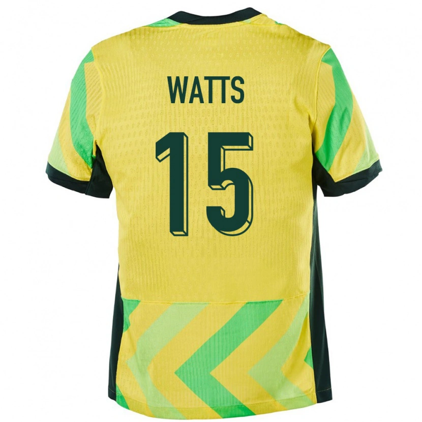 Danxen Hombre Camiseta Australia Caleb Watts #15 Dorado 1ª Equipación 24-26 La Camisa